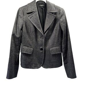 Talbots Women's Blazer Jacket Sz 4 Black White Tweed Long Sleeves Lined Pockets